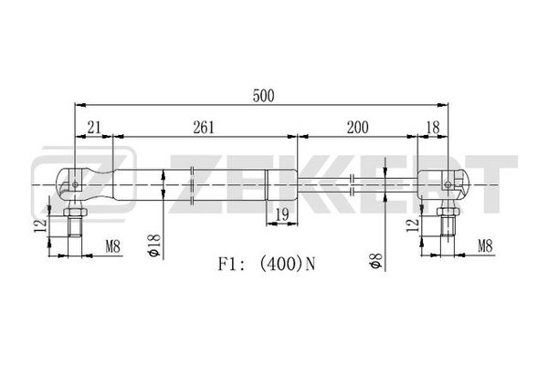 Пружина газовая багажника ZEKKERT UAZ 3153 96-