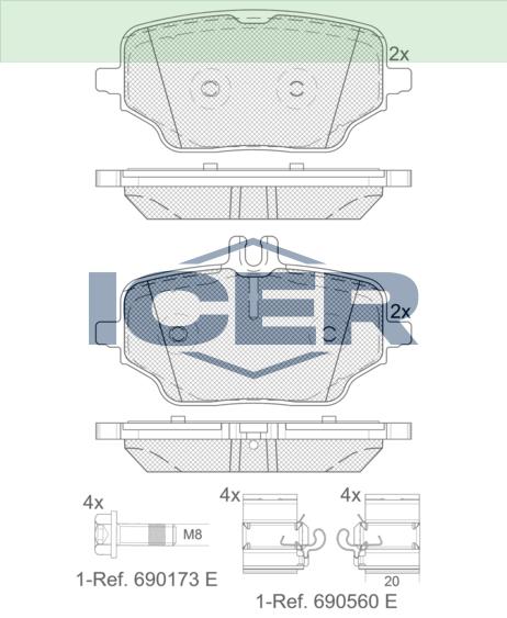Колодки тормозные MB GLE-Class II (C167) 19- з ICER