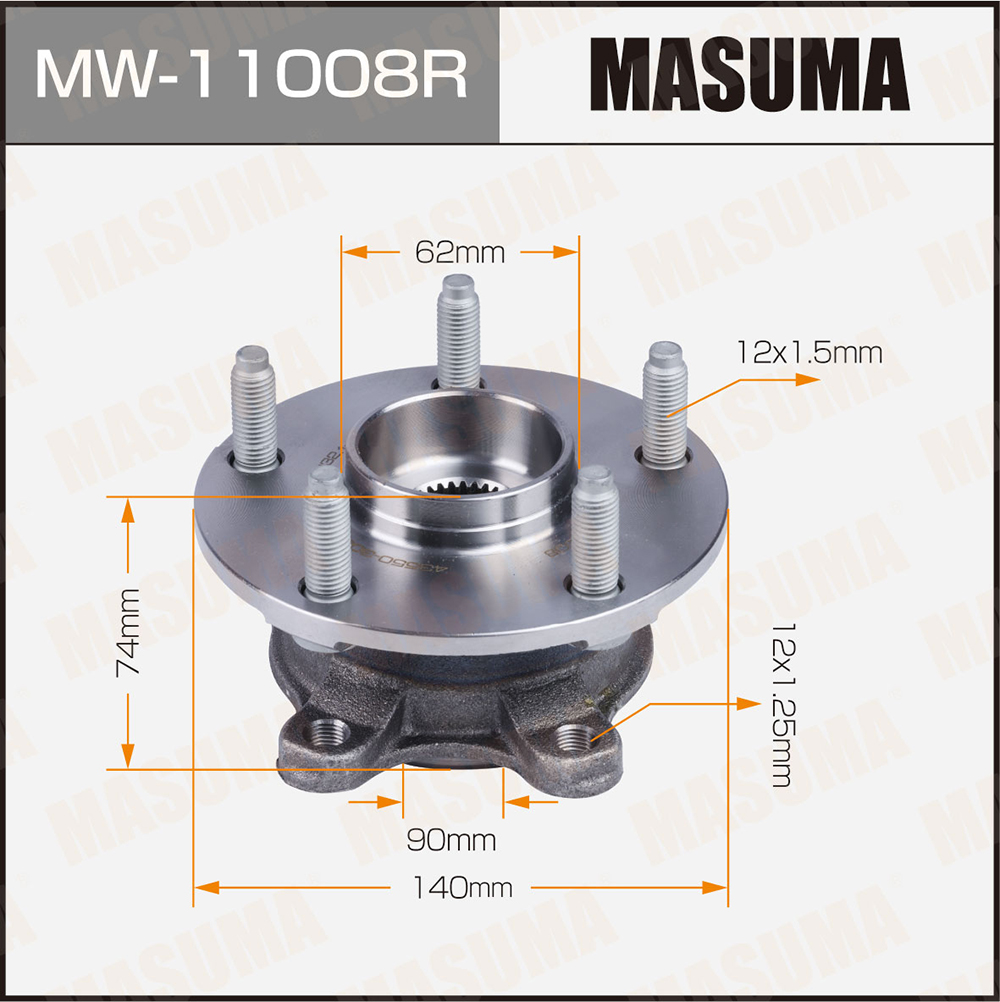 Ступица Toyota Crown 03-, Mark X 04-; Lexus GS 05-, IS 05-15 передняя правая (+ABS) Masuma
