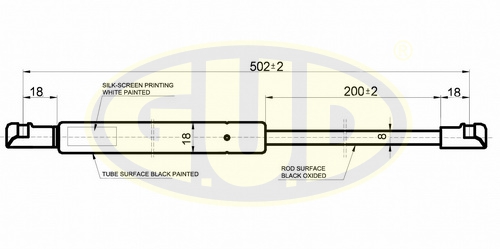 Упор багажника AUDI A4 AVANT (8E5,B6) 04/01-12/04 530N L=502/200MM_G.U.D