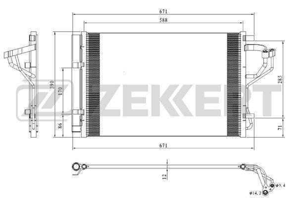 Радиатор конд. Hyundai Elantra V 11-, i30 II 11-, Kia Cee'd II 12-, Pro Cee'd 13-, Cerato III 13-