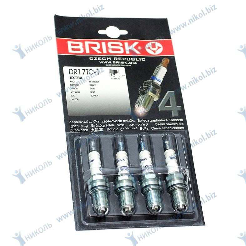 Свеча BRISK Extra (3-х леп) ГАЗ дв.405,409 (Евро-3) DR17TC-1 блистер (к-т=4шт)