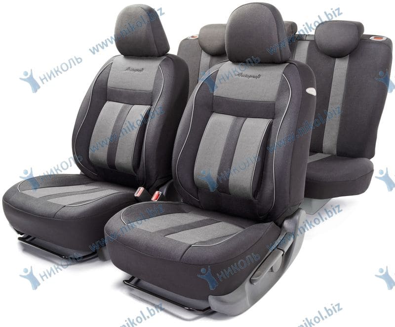 Чехлы Autoprofi Cushion Comfort 15 пр. экохлопок новое лекало 3D крой черно-серые