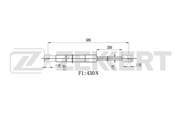 Пружина газовая багажника ZEKKERT Renault Koleos 08-