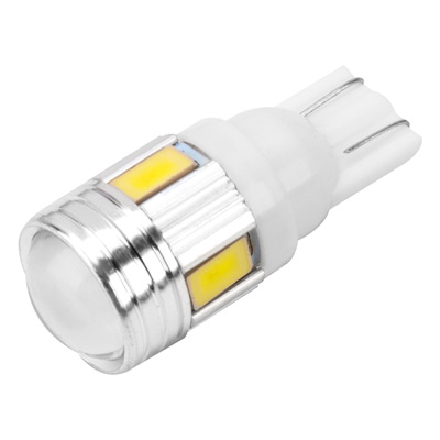 Лампа светодиодная T10(W5W) 24V 6 SMD 1-конт радиатор, с линзой Белая 2 шт. SKYWAY