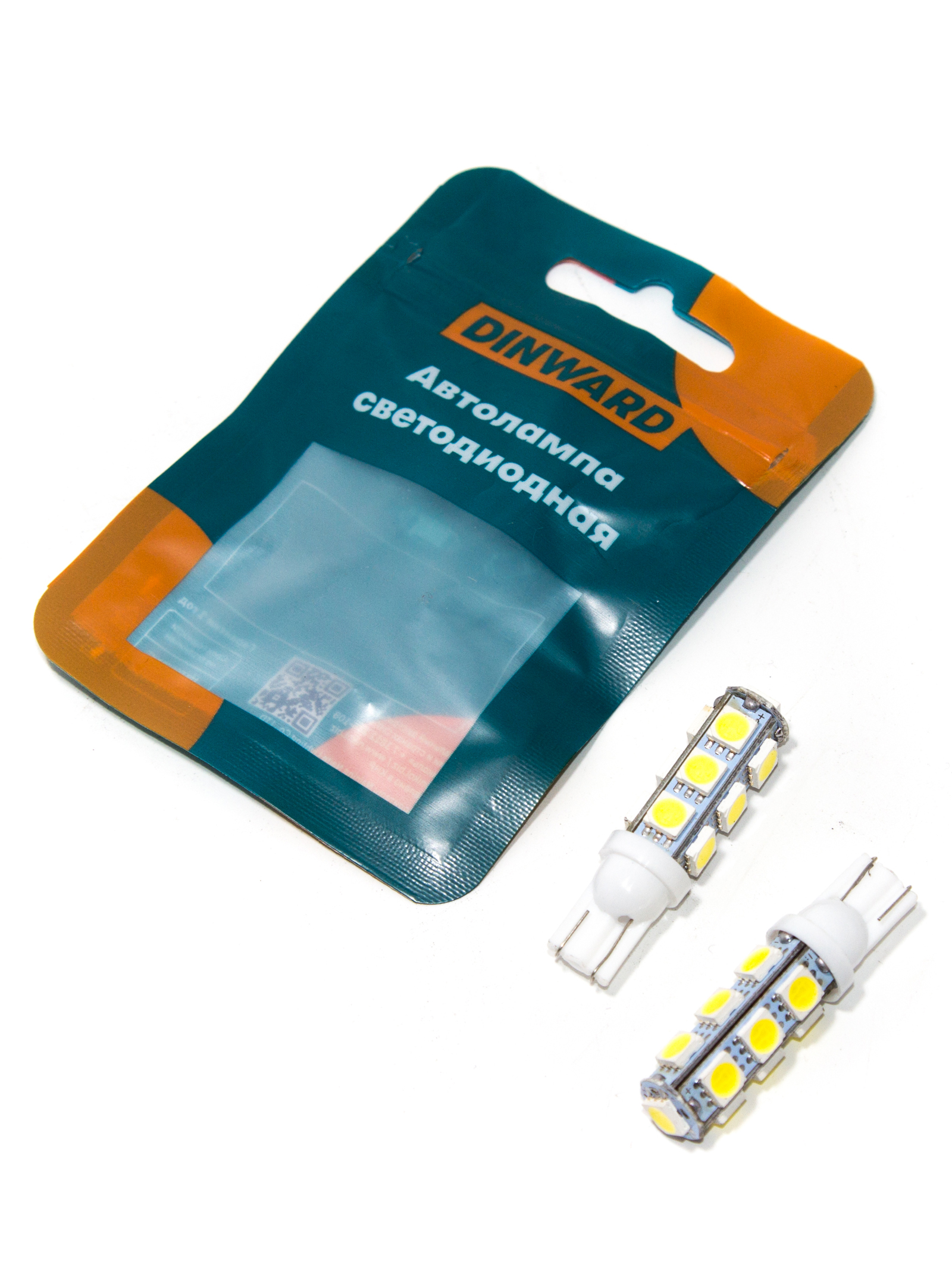 Лампа светодиод 12-5 б/ц (габарит) W2.1X9.5d бел 13SMD 4 этаж (5050) DINWARD (к-т=2шт)