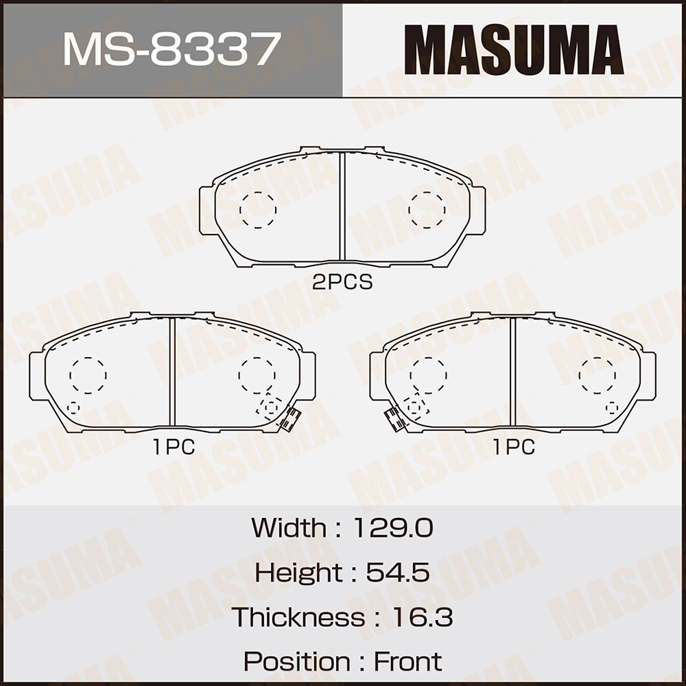 Колодки тормозные Honda Integra 93-01, Orthia 96-02 передние MASUMA