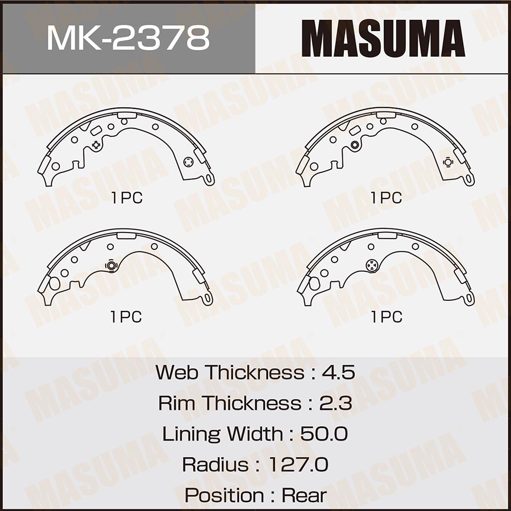 Колодки тормозные барабанные MASUMA HIACE REGIUSACE / TRH2#, KDH2# (1/8)