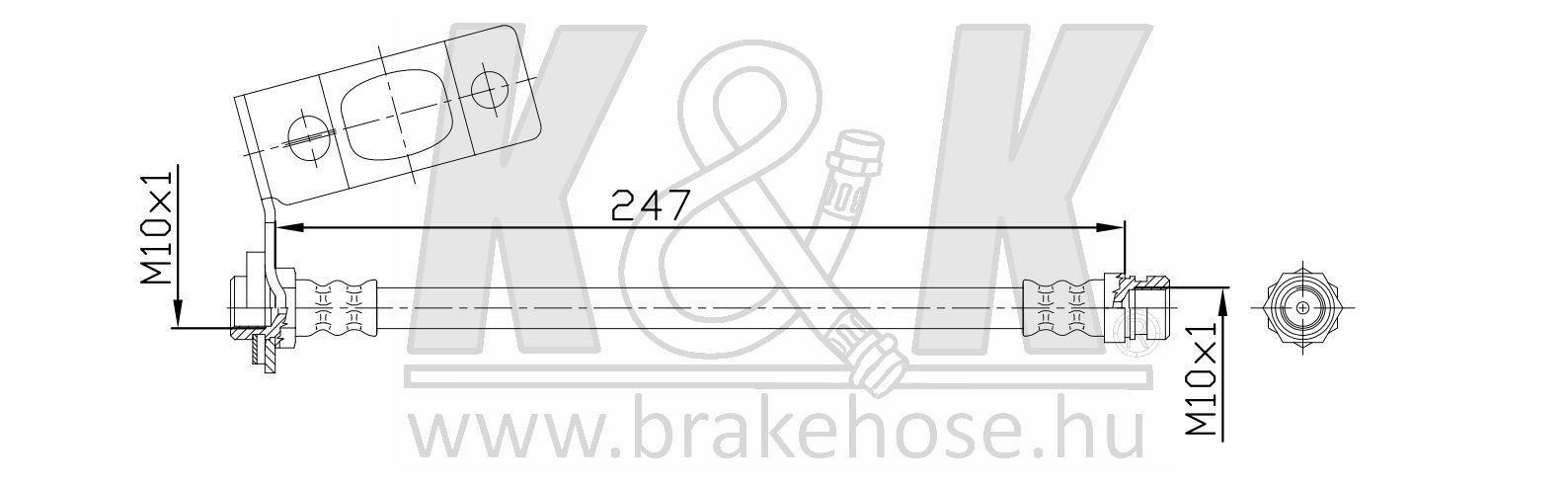Шланг тормозной Hyundai Santa Fe 00- задний (без ABS) правый \ K&K FT0674