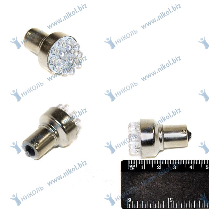 Лампа светодиод 12-21 (стоп, габарит) белая 9LED BA15s NOVA-PRO/DINWARD (крат_уп_10шт)