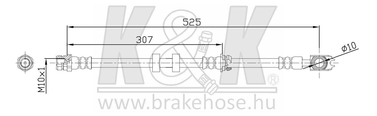 Шланг тормозной Skoda Fabia 99-, Roomster 06-; VW Polo 01-, Polo седан 03- передний \ K&K FT0352