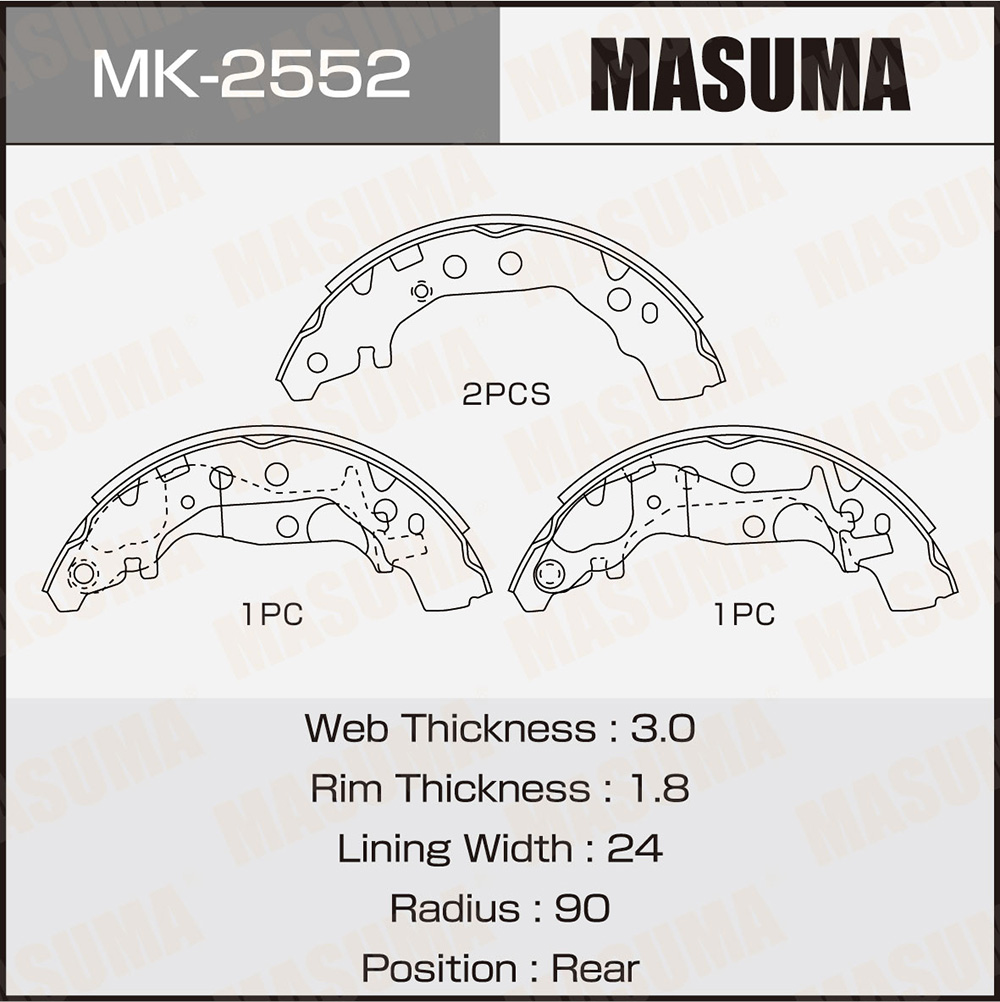 Колодки тормозные Toyota Vitz (KSP130) 10-12 барабанные Masuma