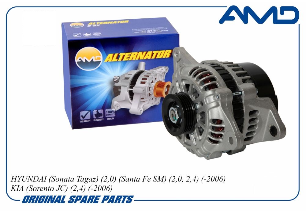 Генератор Hyundai Sonata (ТагАЗ) 2.0, Santa Fe SM 2.0-2.4 \ AMD AMD.EL148