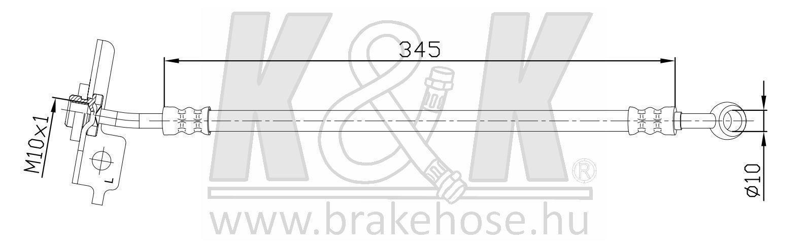 Шланг тормозной Hyundai ix55 08- передний левый \ K&K FT1050