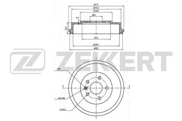 Барабан тормозной Chevrolet Aveo (T300) 11- (15'') Zekkert