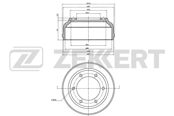 Барабан тормозной Ford Transit VI 00- Zekkert