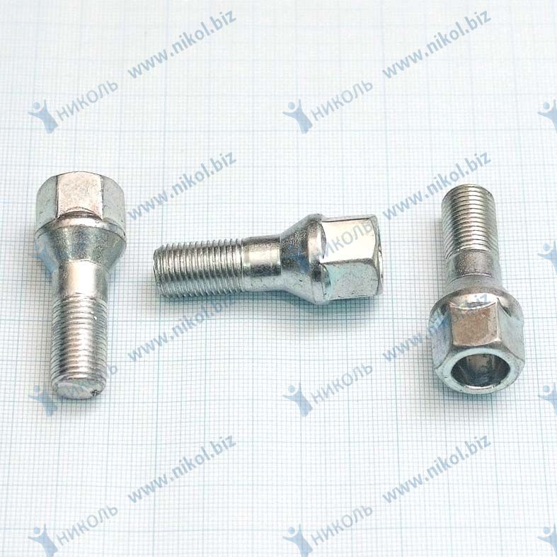 Болт М12*27*1,25 колесный удлин.с буртиком 2107 н.обр., Калина, Приора кл.17 (крат_уп_10шт) БелЗАН