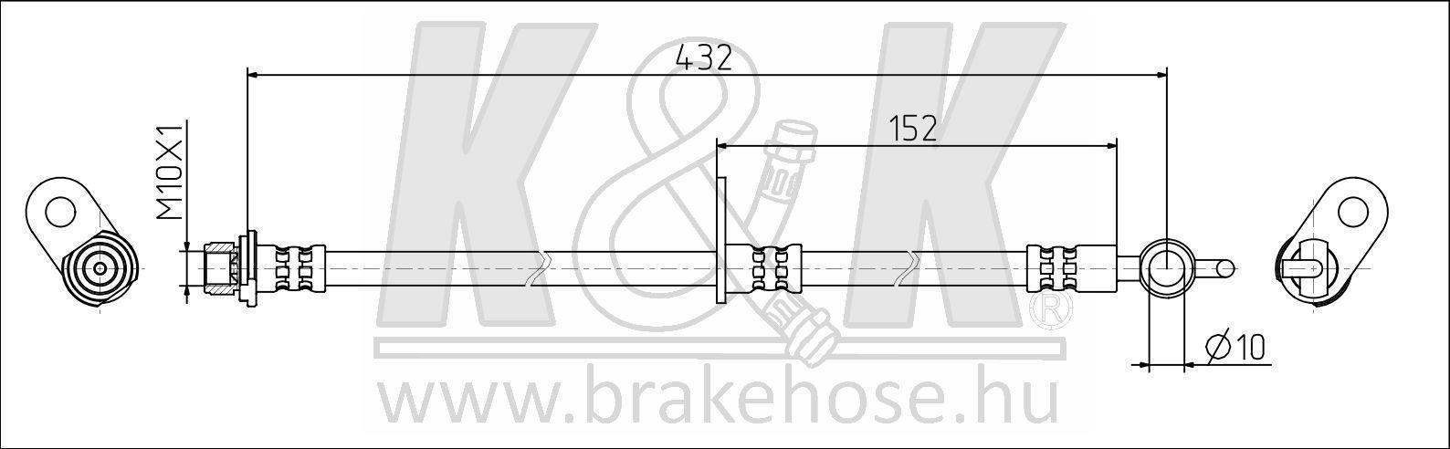 Шланг тормозной Toyota Land Cruiser (J200) 07-12; Lexus LX 07-12 передний левый \ K&K FT1574
