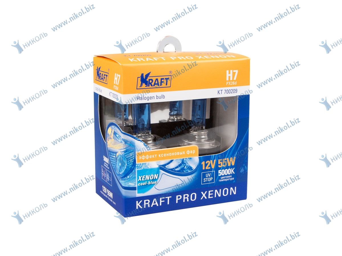 Лампа Н7 12 V 55 (PX26d) KRAFT PRO XENON 5000K (к-т=2шт)