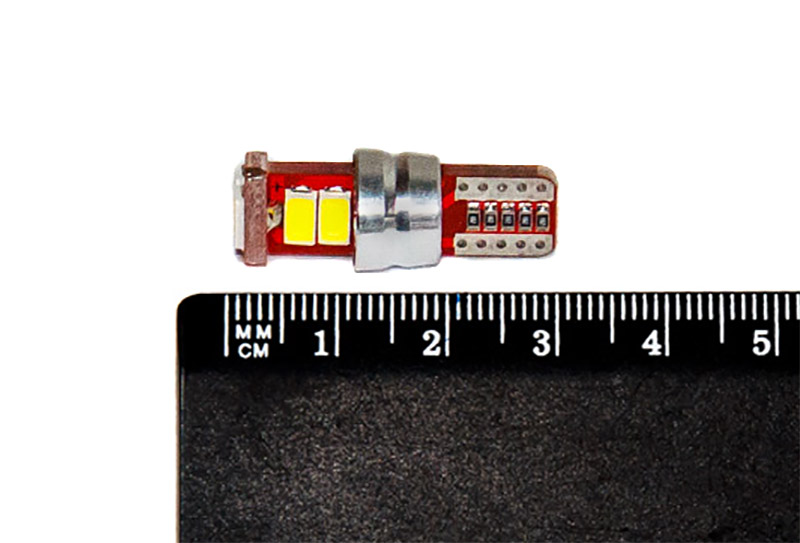 Лампа светодиод 12-5 б/ц (габарит) W2.1X9.5d красная 6SMD (5730) NOVA-PRO/DINWARD (крат_уп_10шт)