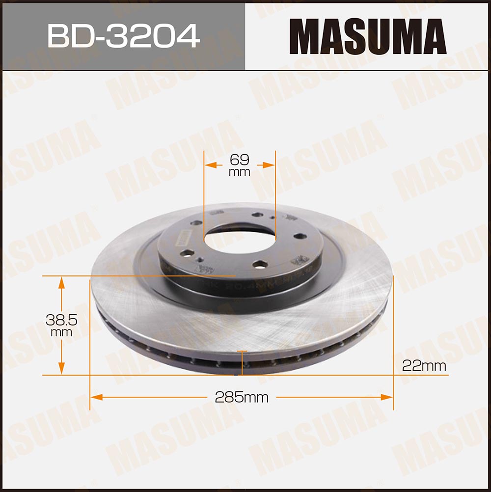 Диск тормозной MITSUBISHI PAJERO IO98-07[уп.2] передний Masuma 