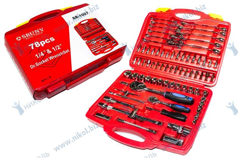 Набор инструмента 78 пр 1/2" -1/4"