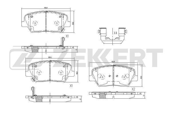 Колодки тормозные ZEKKERT BS1094 диск. передн. Kia Seltos 19-, Carens IV 13-, K9 II 19-, Hyundai Santa Fe III