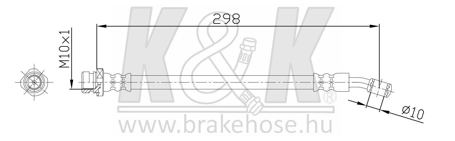 Шланг тормозной Hyundai Elantra (HD) 06-, i30 07- задний правый \ K&K FT1033
