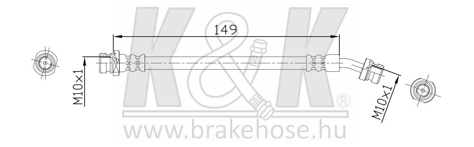 Шланг тормозной KIA SORENTO I 2006- задний правый внутр. \ FT0833 K&K