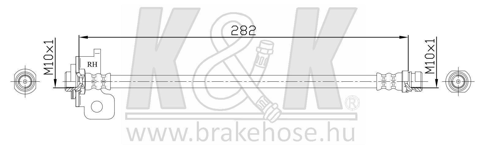 Шланг тормозной KIA RIO II 2005- задний правый (барабан) \ FT0561 K&K