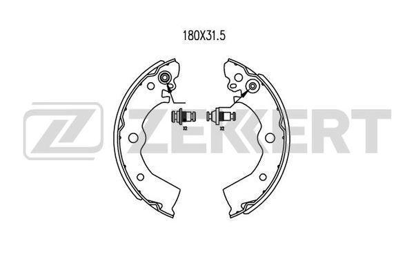 Колодки тормозные Nissan Almera (N15) 95-, Sunny 90- задние барабанные Zekkert