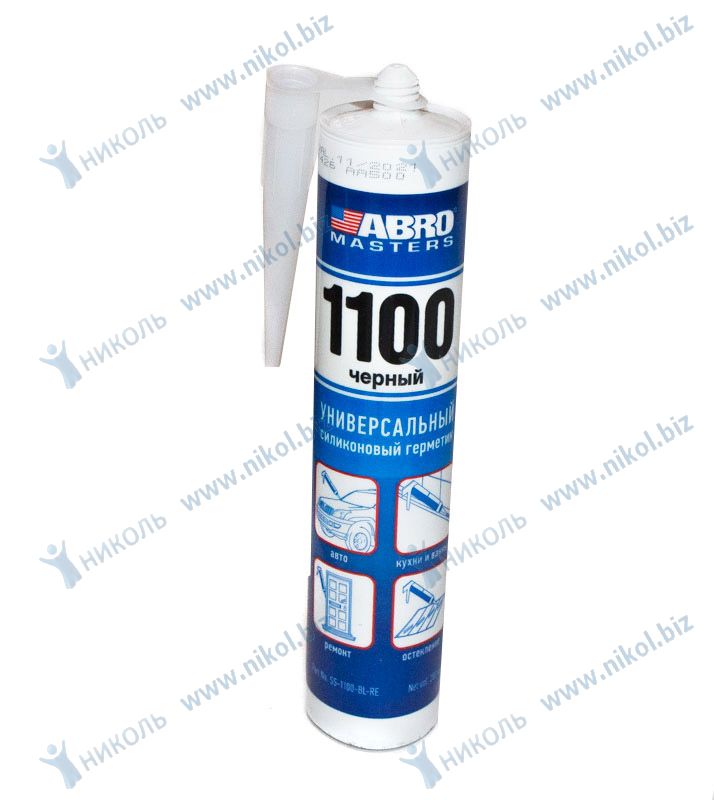 Герметик для стекол силикон черный ABRO MASTERS SS-1100-BL (280мл)