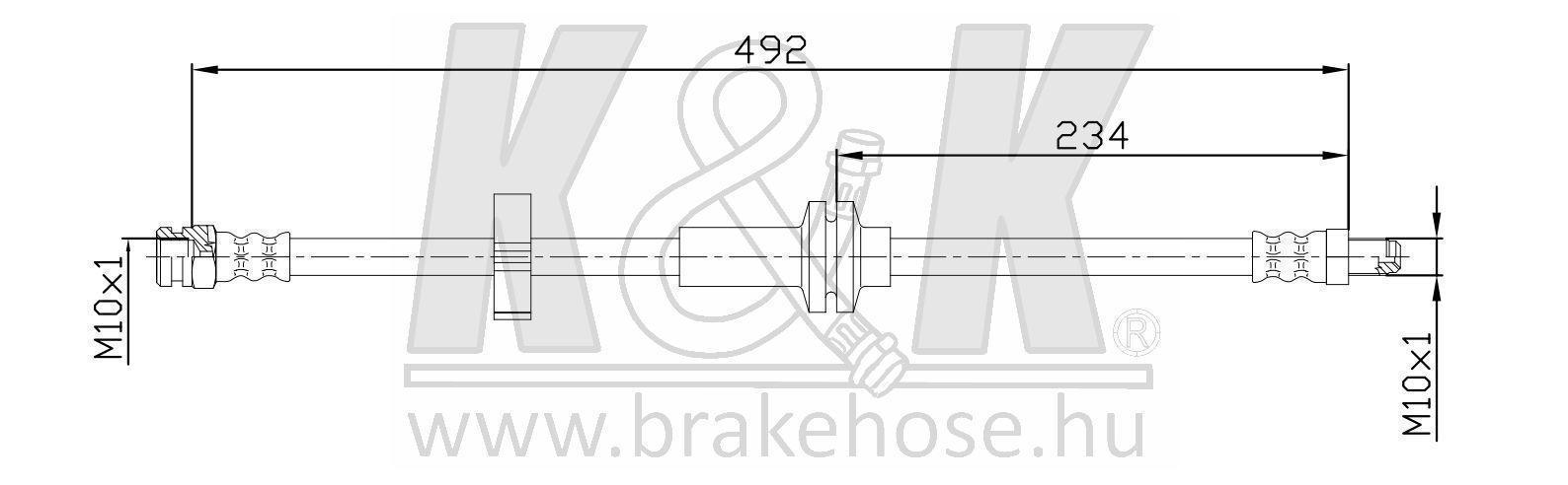 Шланг тормозной Citroen Jumper 06-; Peugeot Boxer 06-; Fiat Ducato 06- передний \ K&K FT0487