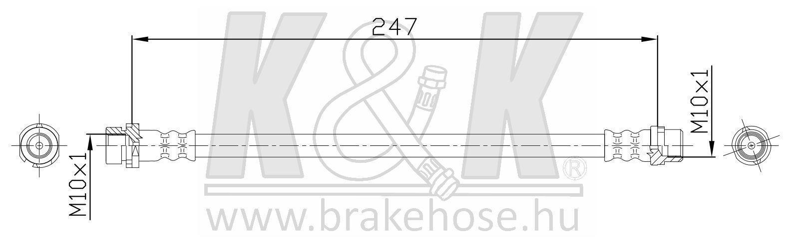 Шланг тормозной BMW X5 (E70) 06- задний правый \ K&K FT0951