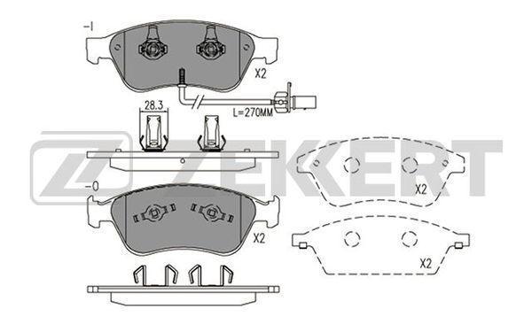 Колодки тормозные Audi A6/S6 III 04-, A8 II 02-; VW Phaeton 02- передние с датчиком Zekkert