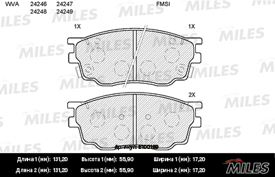 Колодки тормозные MILES GDB3309 MAZDA-6 1.8 02-07 пер.