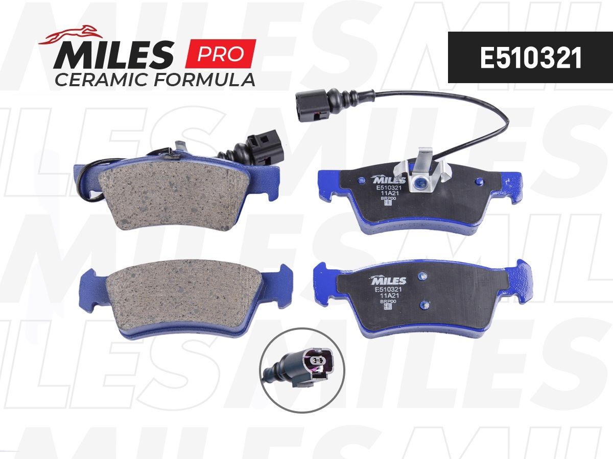 Колодки тормозные MILES E5 Ceramic VOLKSWAGEN TOUAREG 02-10 задние с датч.