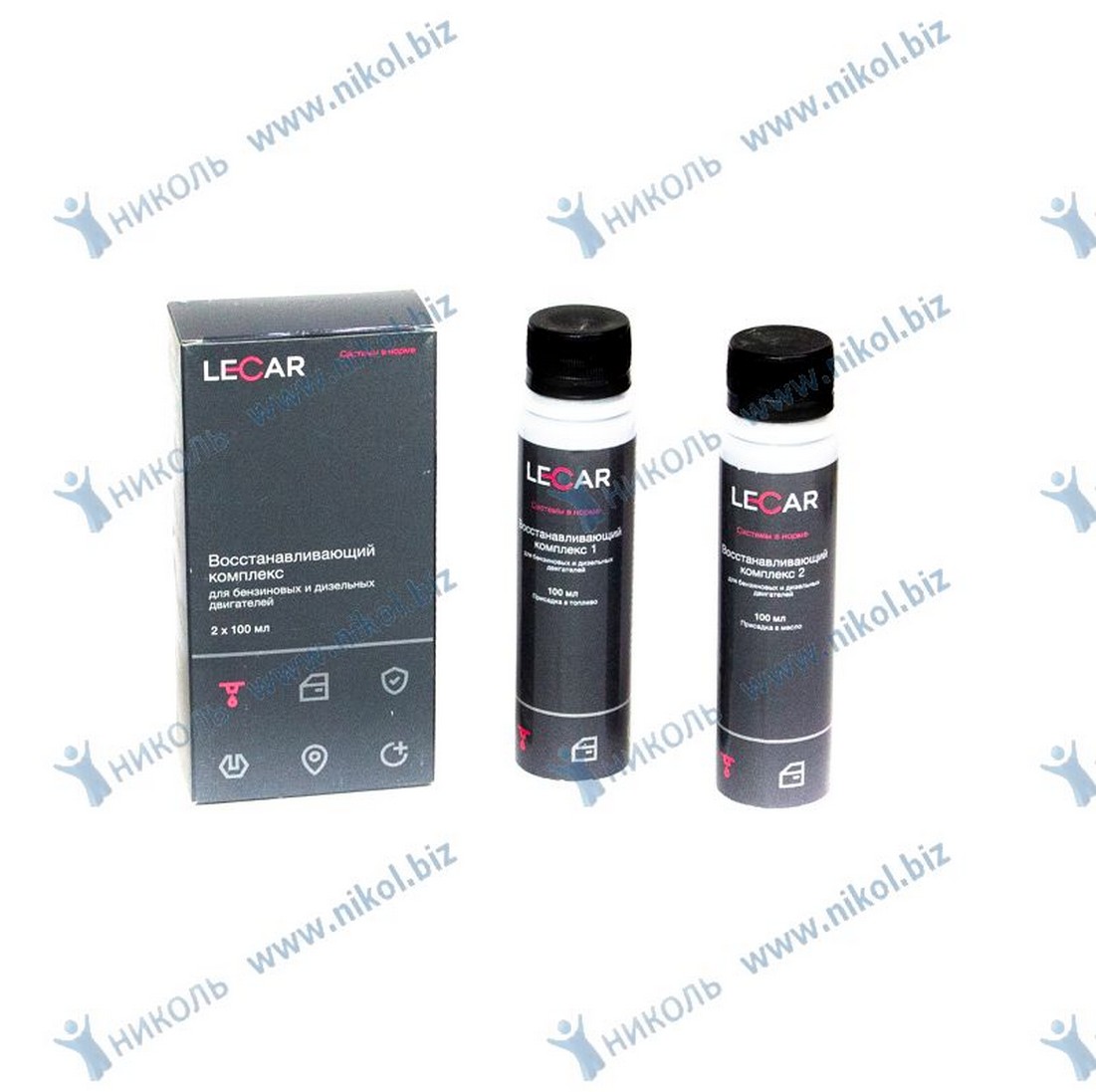 Присадка для двигателя LECAR (100мл) к-т=2шт в бензин и масло