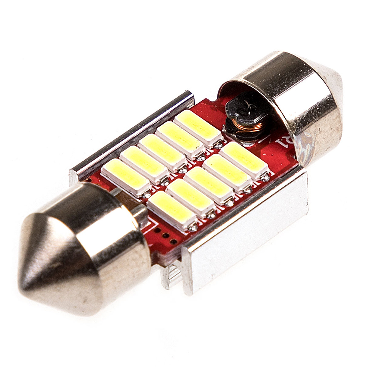 Лампа светодиодная T11(C5W) 12V 10 SMD диодов 1-конт 31мм CAN bus Белая 2 шт. SKYWAY