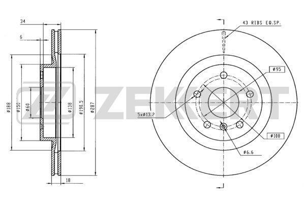 Диск тормозной ZEKKERT BS6211 перед. Chery IndiS 11-