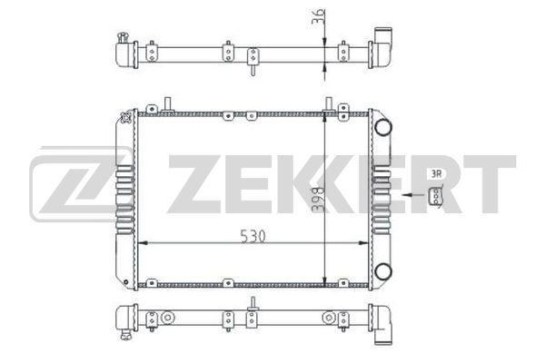 Радиатор ZEKKERT MK1500 Gazelle 3302 99-, 2705 99-, 3221 99-, 33025 09-