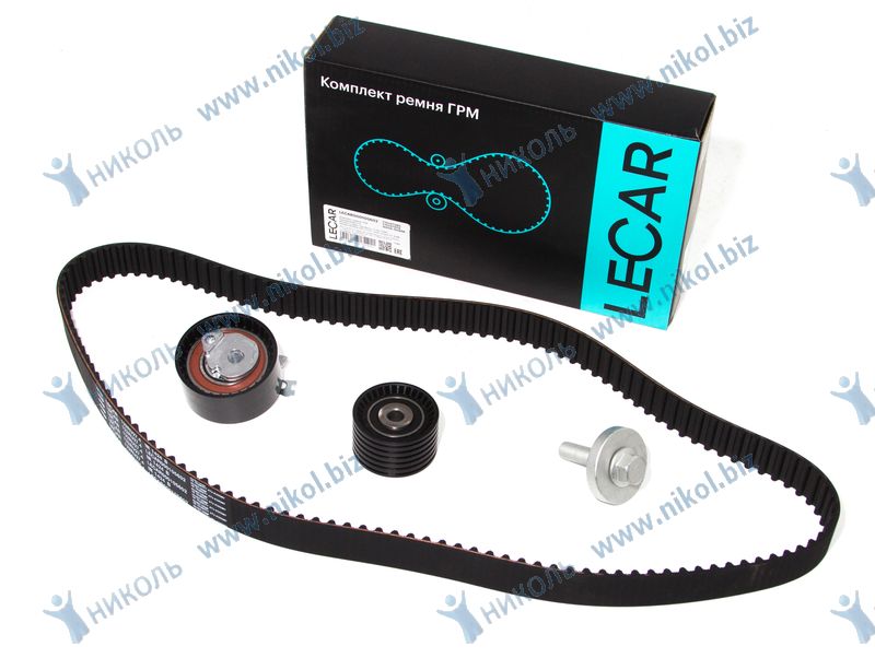Комплект ГРМ Renault Logan 16V, Largus (ремень,ролик опорный+натяжной) LECAR 7701471382