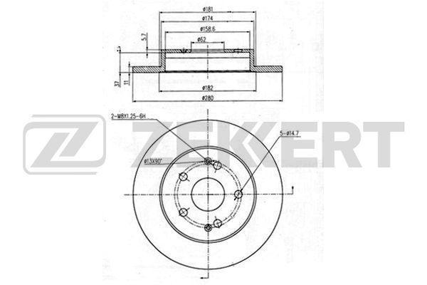 Диск тормозной Geely Emgrand X7 11- задний Zekkert