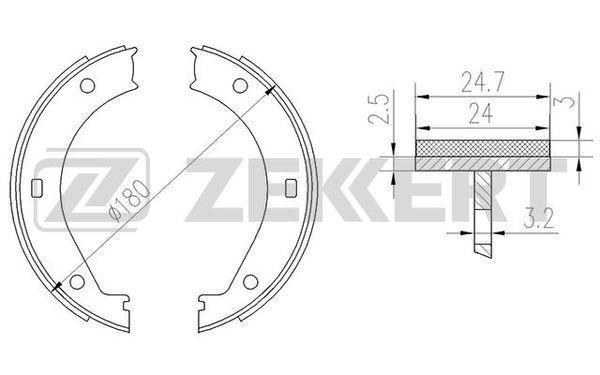Колодки тормозные BMW 3 (E36) 92-, 5 (E28,E34) 81-, 7 (E23,E32,E38) задние барабанные (GS8217) Zekkert