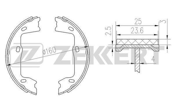 Колодки тормозные Opel Astra F 91-, Vectra A, B 88-; Saab 900 задние барабанные (GS8223) Zekkert