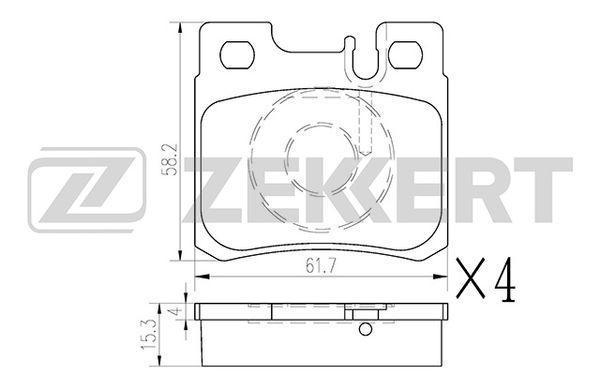 Колодки тормозные MB C-Class (202) 93-, E-Class (124, 210) 85- задние дисковые (GDB98) Zekkert