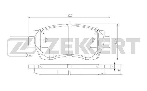 Колодки тормозные Lexus LS 400 (F20) 94-; Toyota Camry (V10, V20) 91- передние дисковые Zekkert