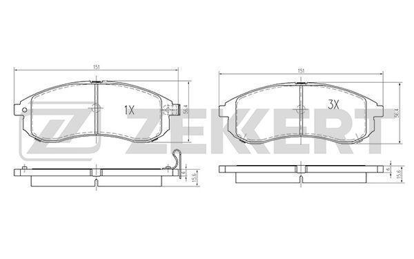 Колодки тормозные Mitsubishi L200 III 01- передние дисковые (GDB3380) Zekkert