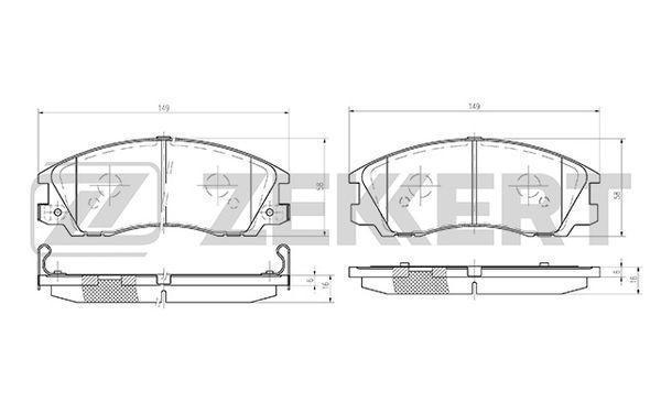 Колодки тормозные ZEKKERT BS1808 диск. передн. Hyundai Terracan 01-