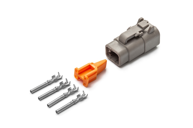 Разъем Deutsch DTM06-4S (4pin) 4 контакта под сечение провода 0.5-0.8 кв.мм для ГАЗ, КАМАЗ, МАЗ, УРАЛ, DAF, IVECO, MAN, Mercedes, Renault, Scania, Tatra.